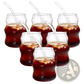 Ribbed Glass Cups with Straws 6 Piece 19oz Set