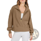 Ribbed Half Zip Pullover Sweatshirt with Gold Accents
