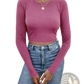 Ribbed Long Sleeve Crop Top with Back Satin Bow