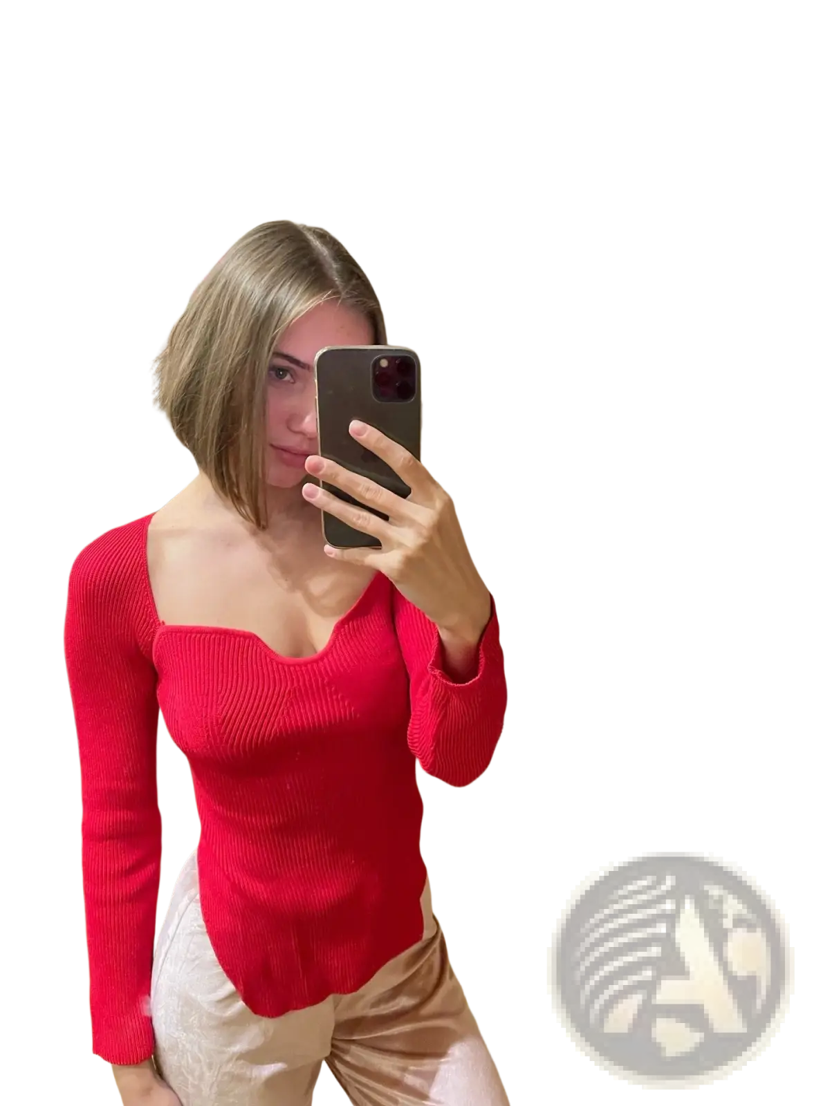Ribbed Sweetheart Neck Long Sleeve Knit Pullover