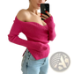 Ribbed Sweetheart Neck Long Sleeve Knit Pullover