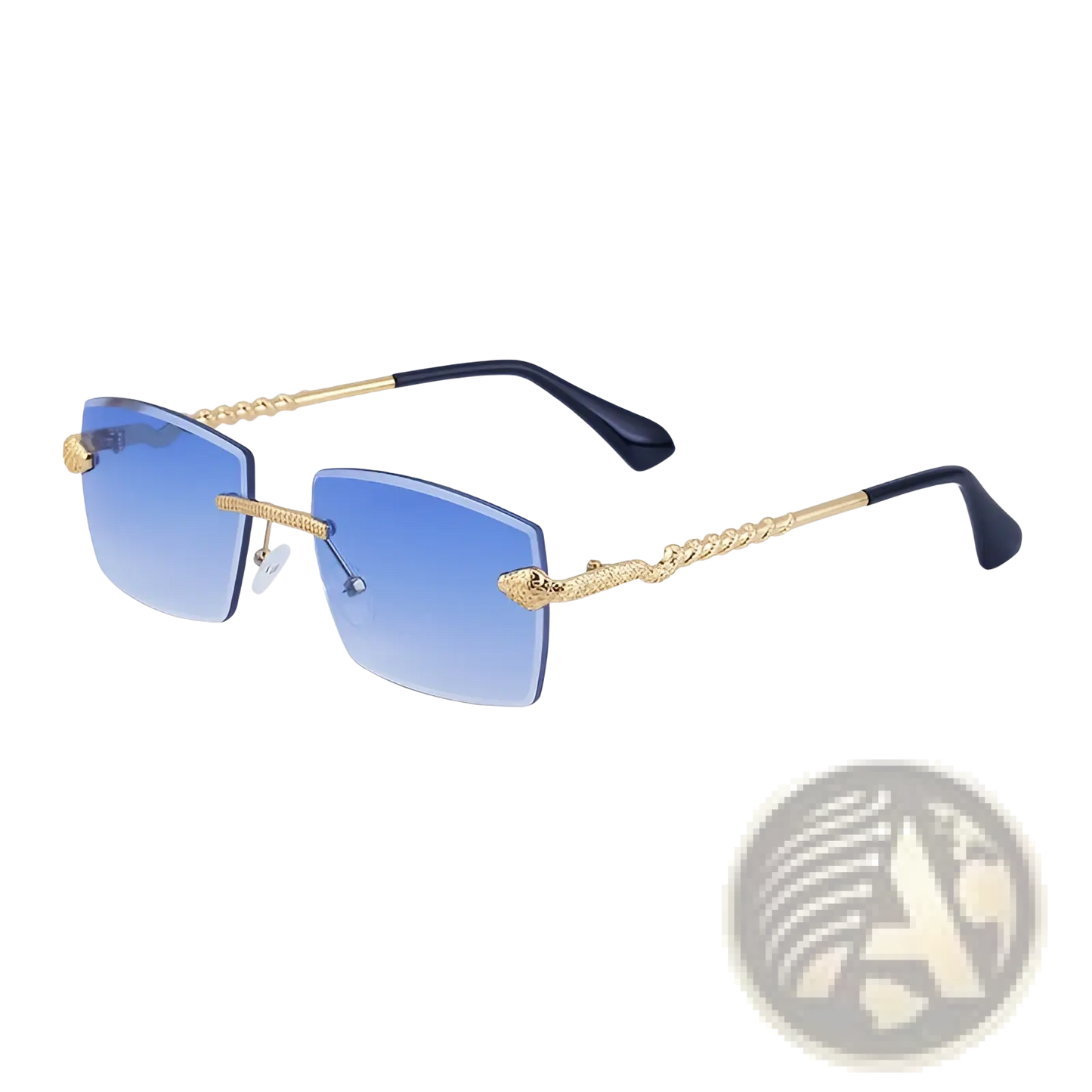 Rimless Sunglasses for Men Gold Snake Uv400