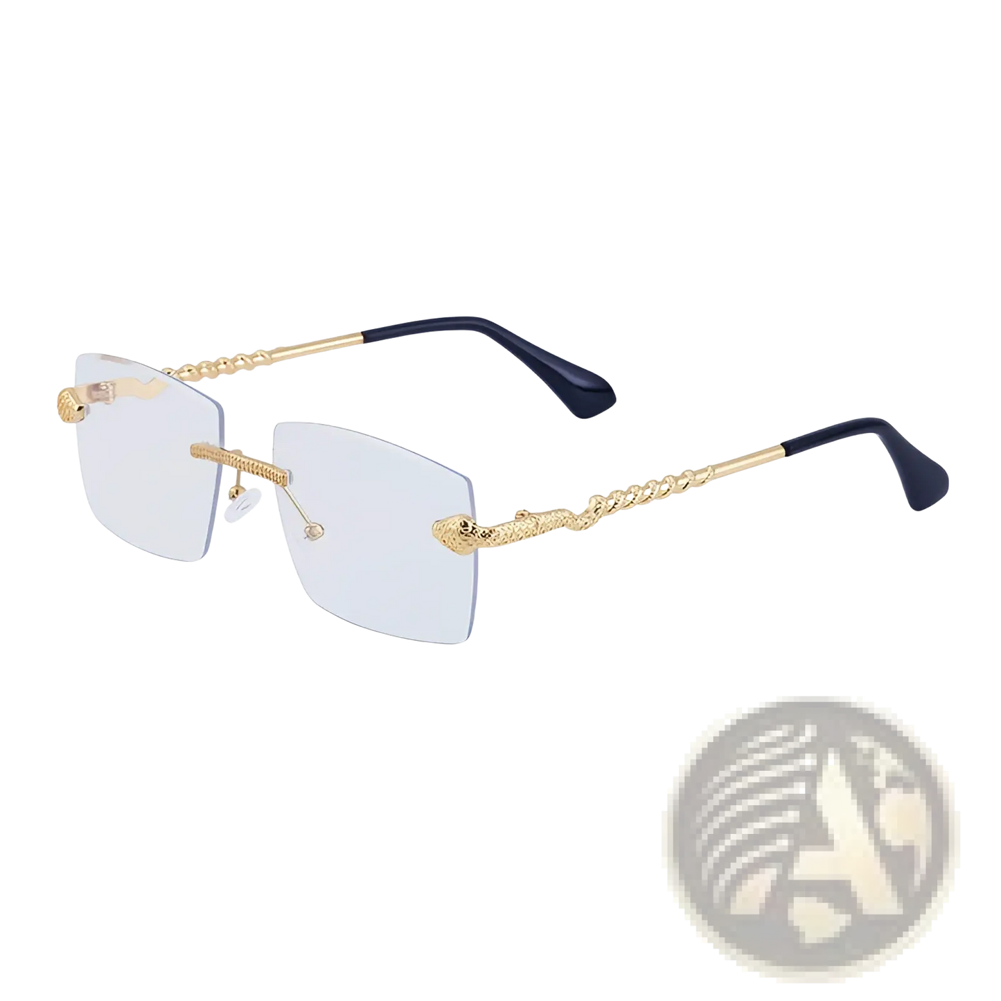 Rimless Sunglasses for Men Gold Snake Uv400