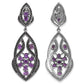 5.74 Carat Genuine Amethyst and Black Spinel .925 Sterling Silver Earrings