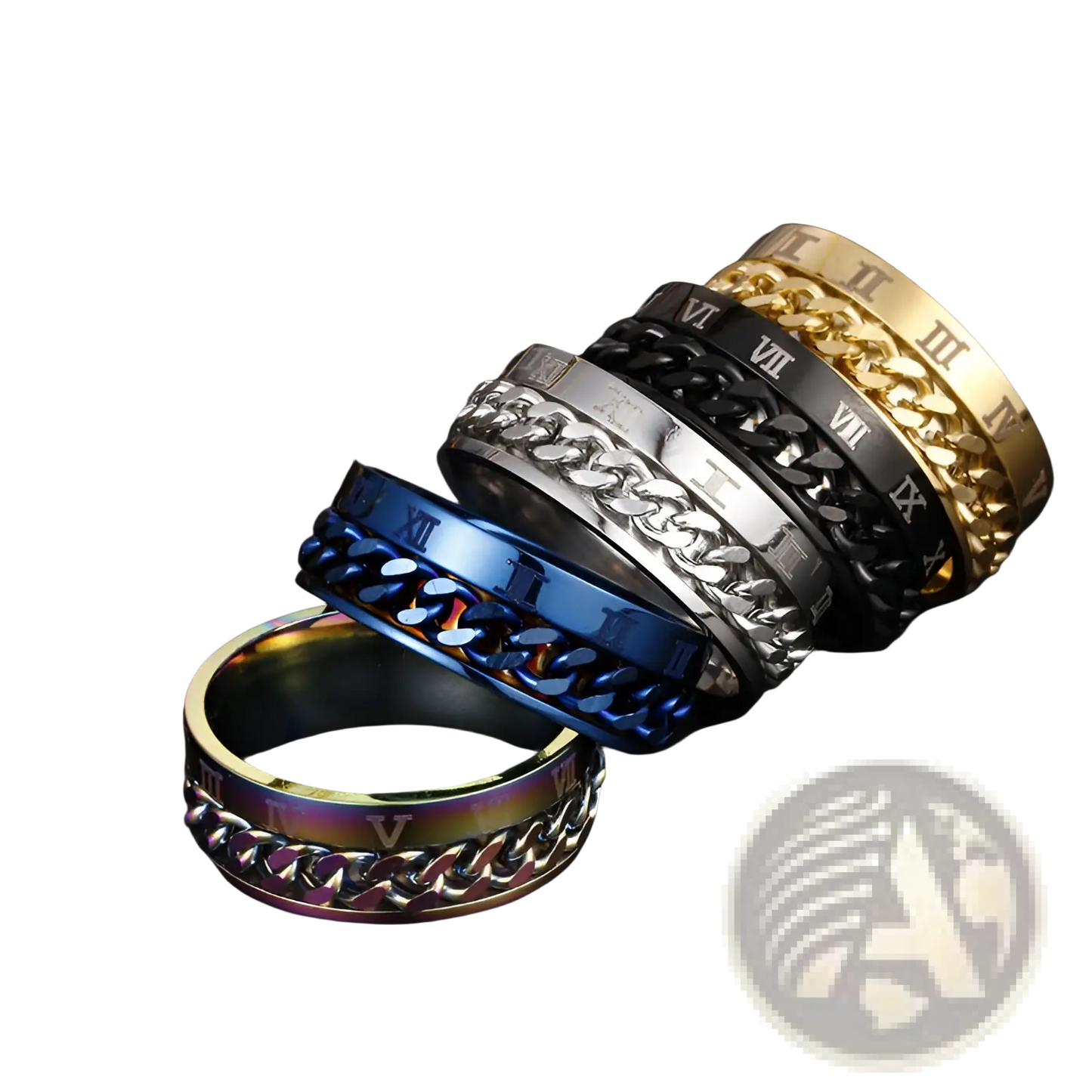 Roman Numeral Spinner Chain Ring with Bottle Opener