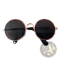 Rose Gold Metal Round Cat Sunglasses with Mirrored Lenses