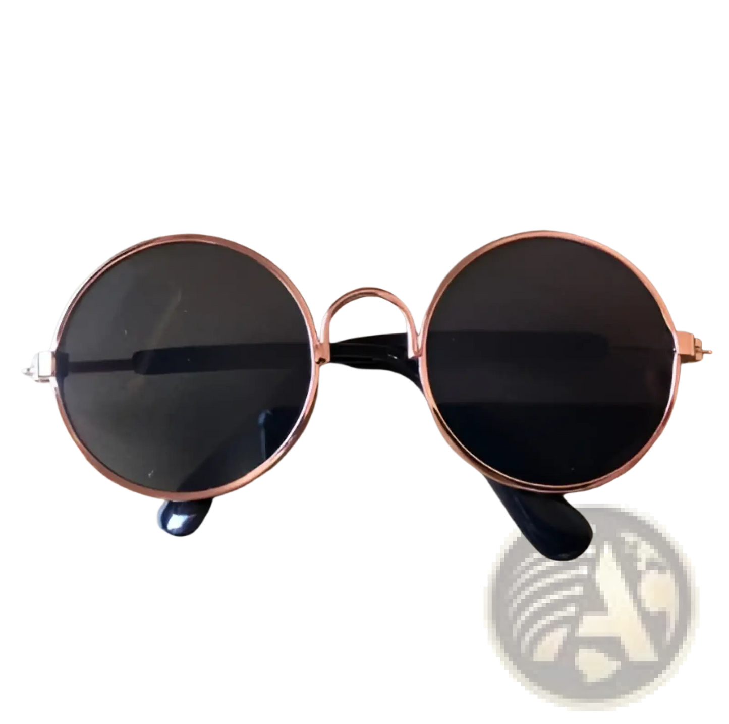 Rose Gold Metal Round Cat Sunglasses with Mirrored Lenses