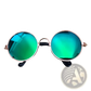 Rose Gold Metal Round Cat Sunglasses with Mirrored Lenses