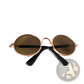 Rose Gold Metal Round Cat Sunglasses with Mirrored Lenses