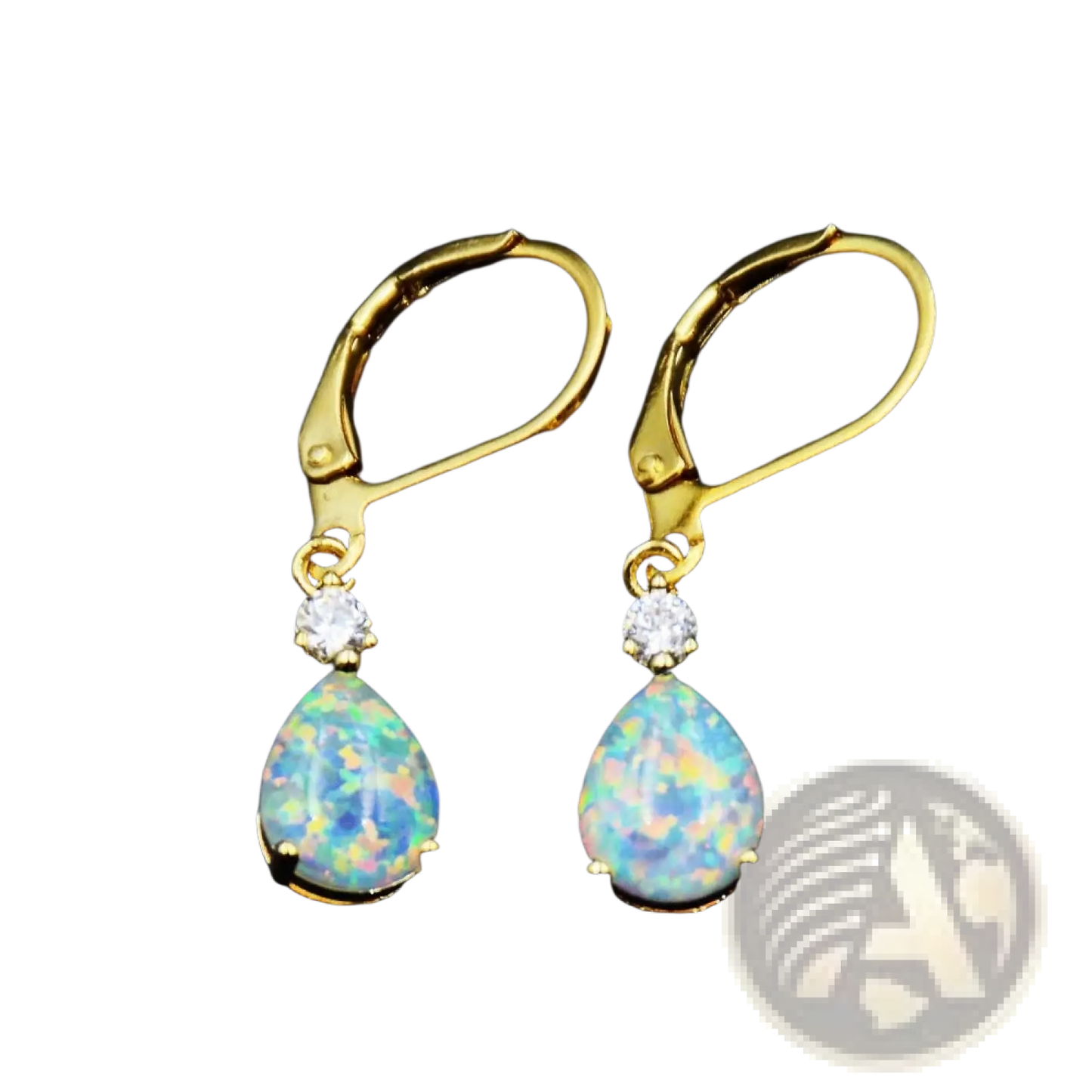 Rose Gold Opal Teardrop Earrings with Diamond Accents