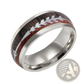 Rose Gold Stainless Steel Wood Grain Arrow Inlaid Ring