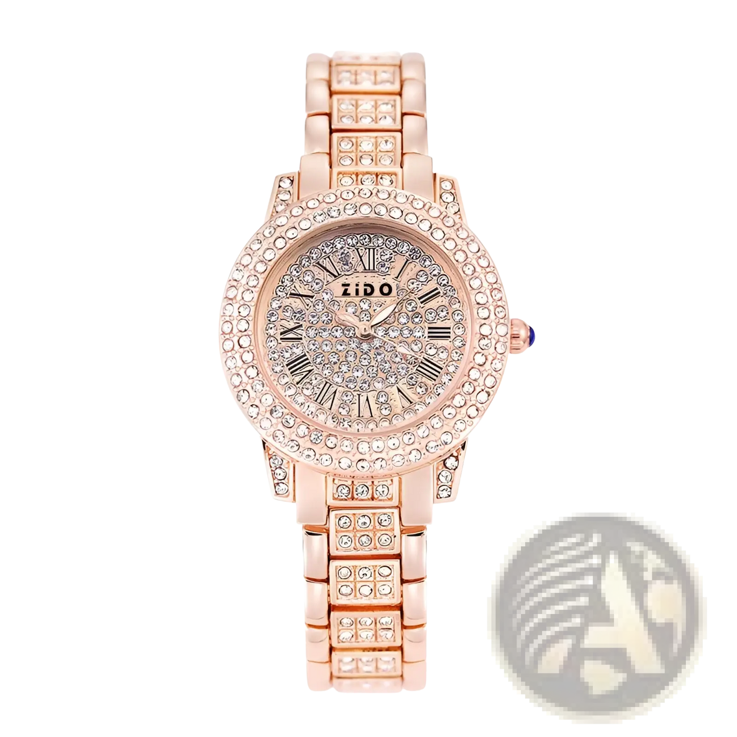 Rose Gold Zido Diamond Encrusted Women's Quartz Watch