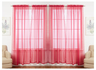 J&V TEXTILES 4-Pack Value: Solid Sheer Window Curtain Panels