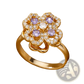 Rotating Zircon Four Leaf Clover Adjustable Gold Ring