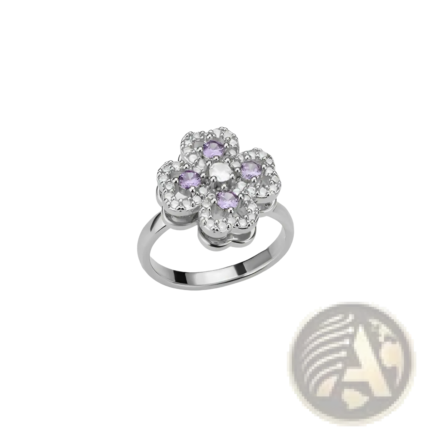 Rotating Zircon Four Leaf Clover Adjustable Ring