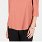 JM Collection Women's Cold Shoulder Solid 3/4 Sleeve Scoop Neck Top Pink Size Petite Medium
