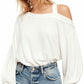 Free People Women's One Shoulder Flaunt It Polyester Rayon Top White Size Medium