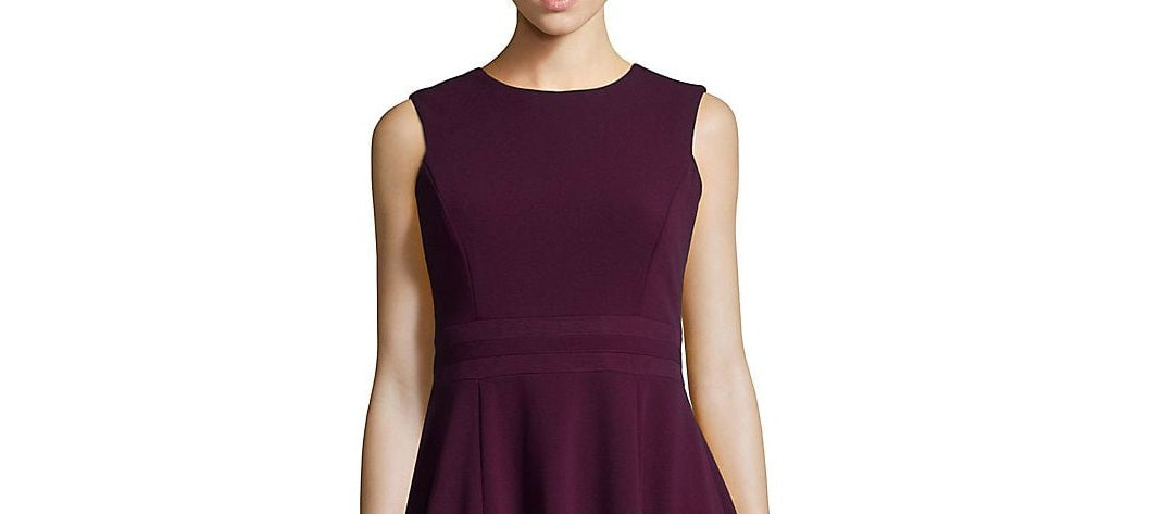 Calvin Klein Women's Seeveless Above the Knee Fit Flare Party Dress Purple Size 10