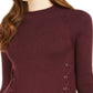 Style & Co Women's Mock Neck Lace up Ribbed Knit Sweater Purple Size XL