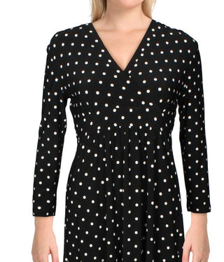 Anne Klein Women's Printed Faux Wrap Dress Black Size XX-Small