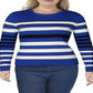 Ralph Lauren Women's Ribbed Striped Pullover Sweater Blue Size XL
