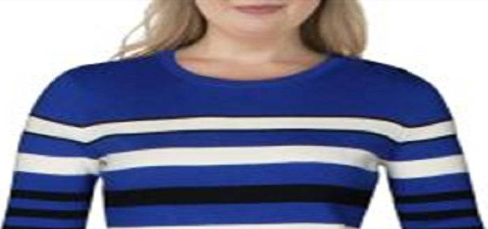 Ralph Lauren Women's Ribbed Striped Pullover Sweater Blue Size XL