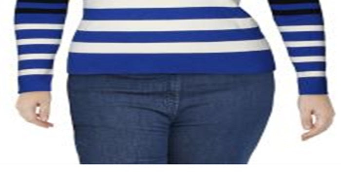 Ralph Lauren Women's Ribbed Striped Pullover Sweater Blue Size XL
