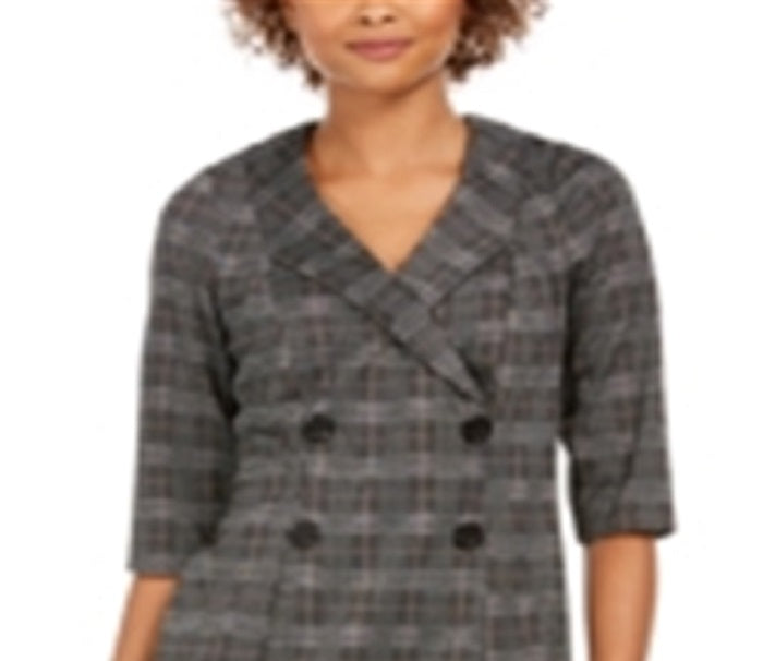 Connected Women's 3/4 Sleeve Short Sheath Dress Black Size 10