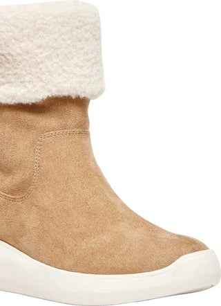 Anne Klein Women's Cushioned Water Resistant Frizby Round Toe Wedge Zip up Rain Boots Brown Size 10 M