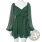 Ruched Chiffon Long Sleeve Mini Dress