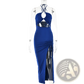 Ruched Halterneck Satin Split Maxi Dress