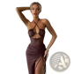 Ruched Halterneck Satin Split Maxi Dress