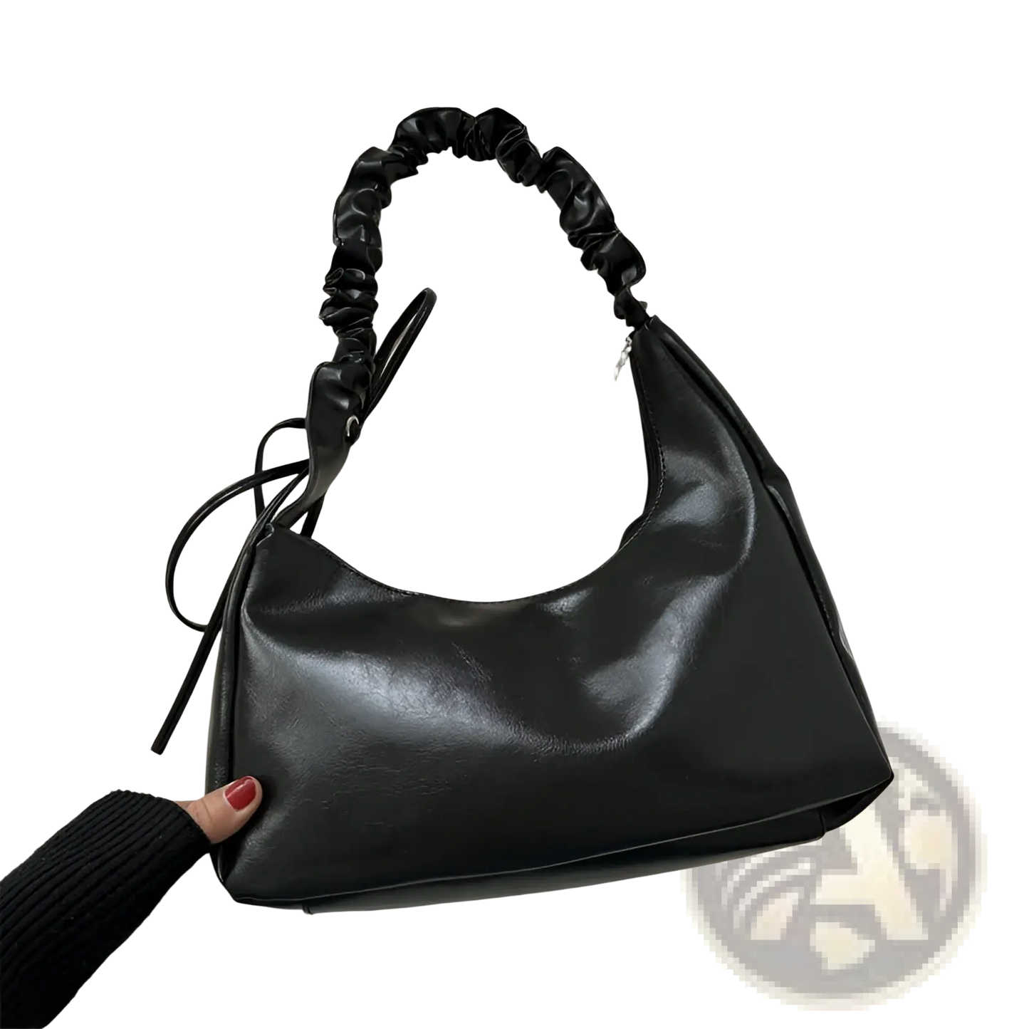 Ruched Shoulder Bag Patent Leather Handbag