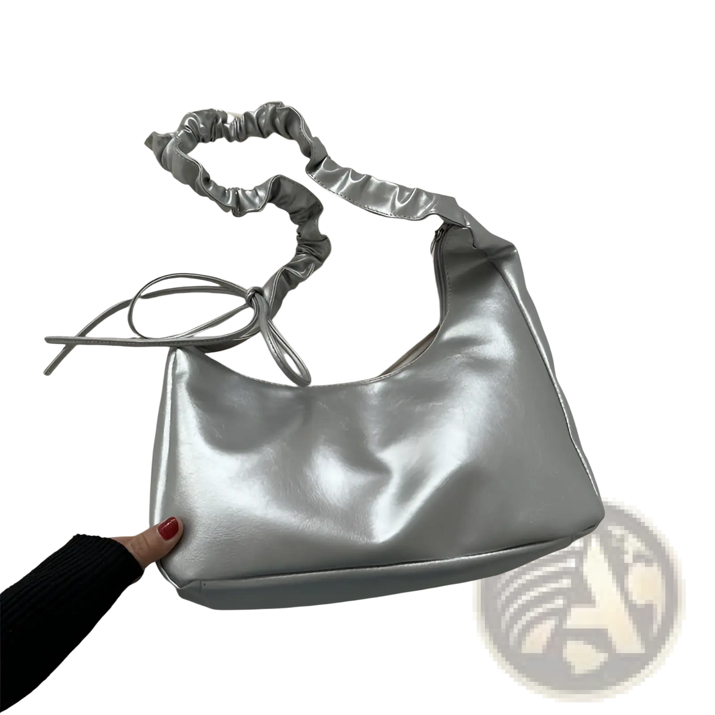 Ruched Shoulder Bag Patent Leather Handbag