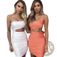 Ruched one Shoulder Midriff Cutout Bodycon Mini Dress
