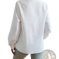 Ruffle Trim Textured Long Sleeve Button Up Blouse