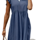 Ruffled Denim Sleeveless Dress with Gathered Waist