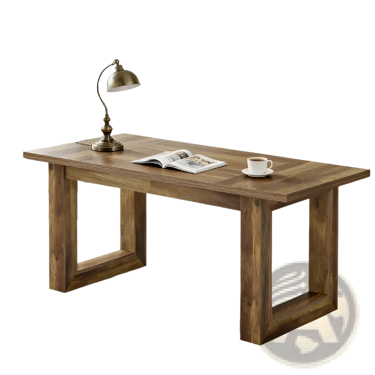 Rustic Brown Wooden Computer and Dining Desk