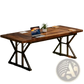 Rustic Wooden Office Desk with Black Metal x Legs