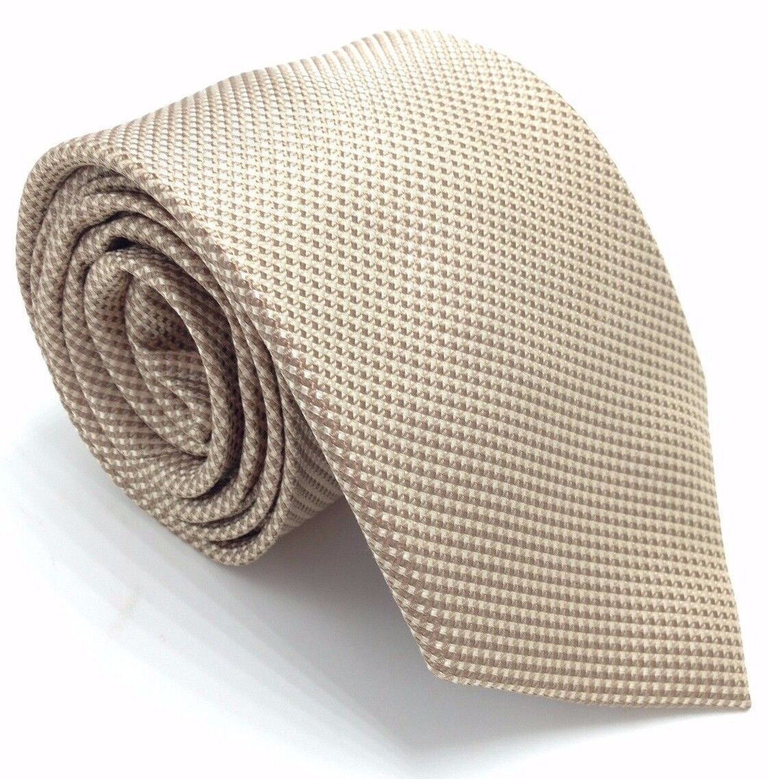 Michael Kors Men's Neck Tie Brown Mini Square Toss Classic Slim Silk Med Beige Size Regular