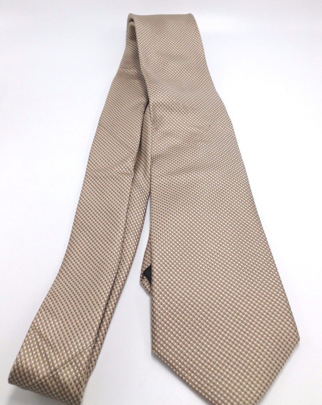 Michael Kors Men's Neck Tie Brown Mini Square Toss Classic Slim Silk Med Beige Size Regular