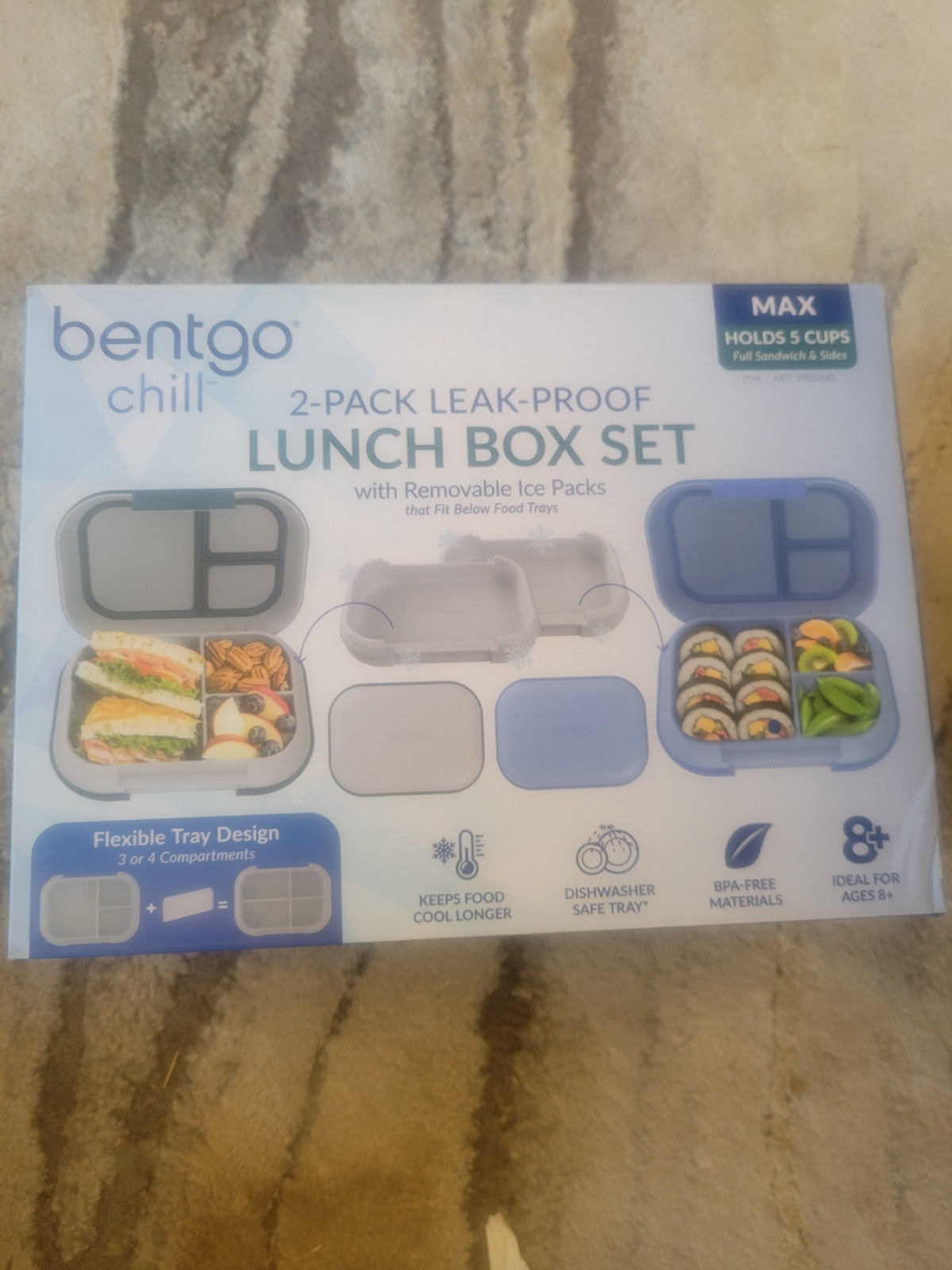New Bentgo Chill XL 5 Cup Lunch Box Set Ice Pack 34 Compartment 8G15WB