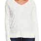 Vince Camuto Women's Floating Fringe Dot V Neck Sweater White Size X-Large