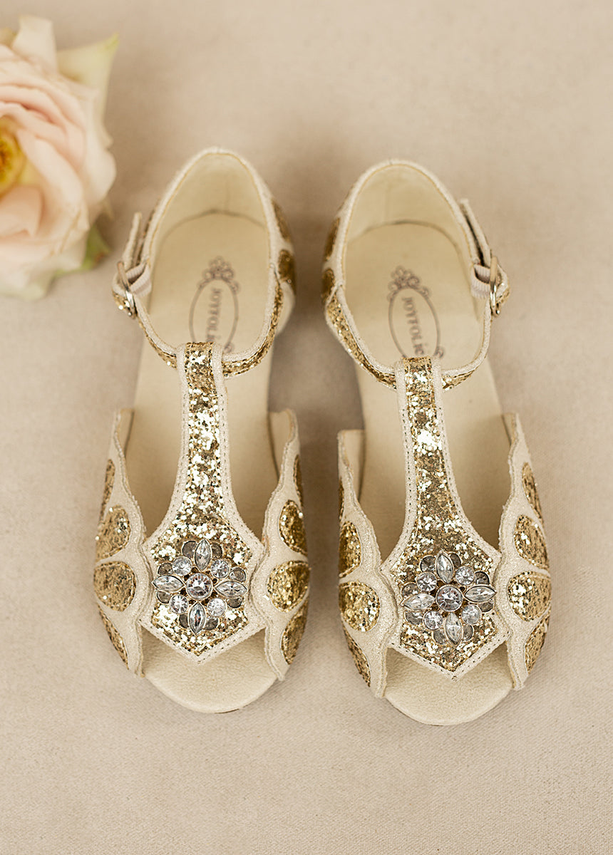 Joyfolie Mari Flower Girl Flat in Gold