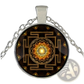 Sacred Sri Yantra Glass Cabochon Pendant Necklace