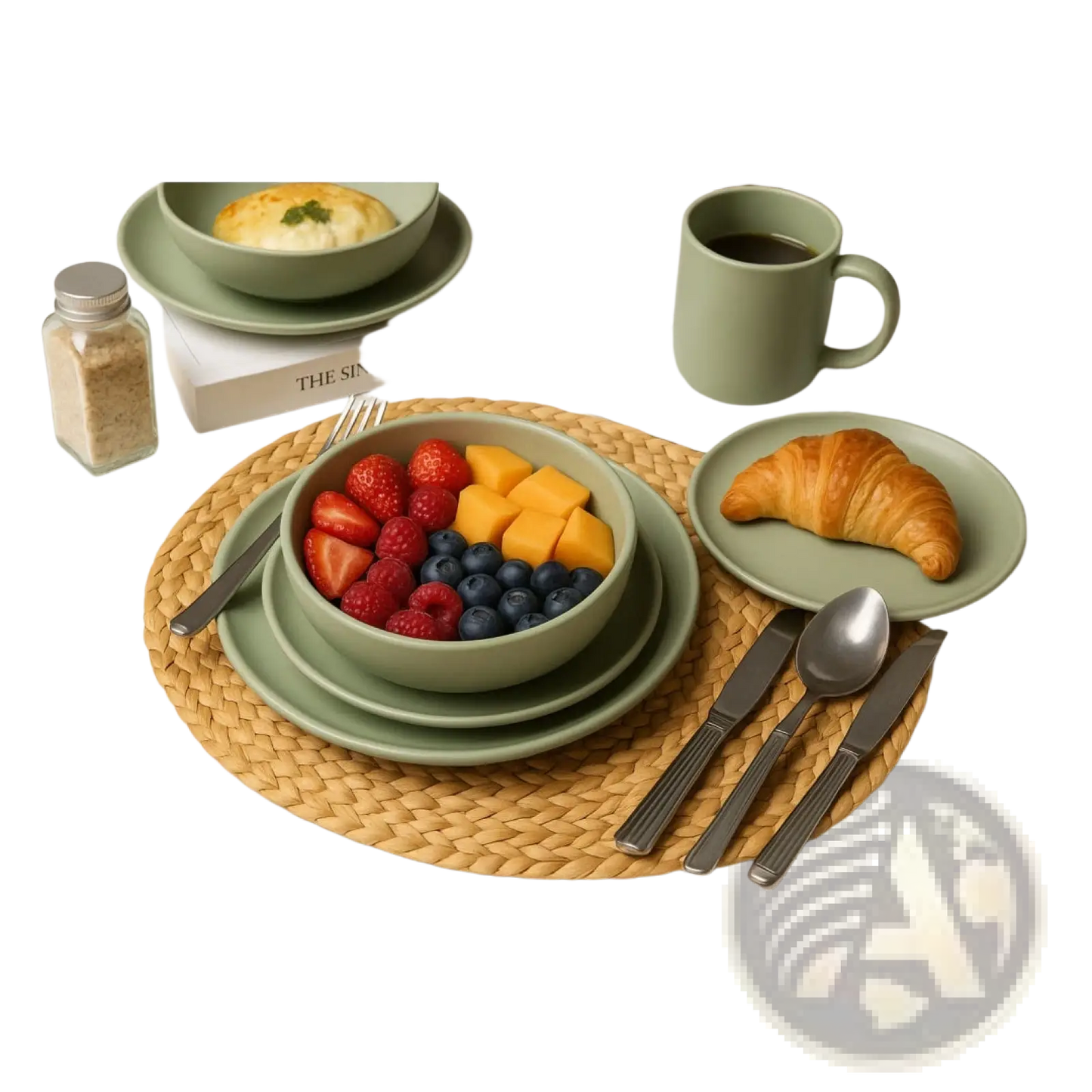 12-Piece Stoneware Dinnerware Sets With Mugs  Microwave & Dishwasher Safe  Non-Toxic Dinner Plates Bowls Set   Stackable Matte Glaze Kitchenware For 3