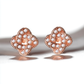18K Rose Gold Encrusted Knot Stud Earrings With Crystals