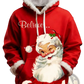 Santa Holiday Faux Fur Trim Christmas Hoodie with Pockets