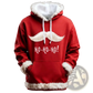 Santa Holiday Faux Fur Trim Christmas Hoodie with Pockets