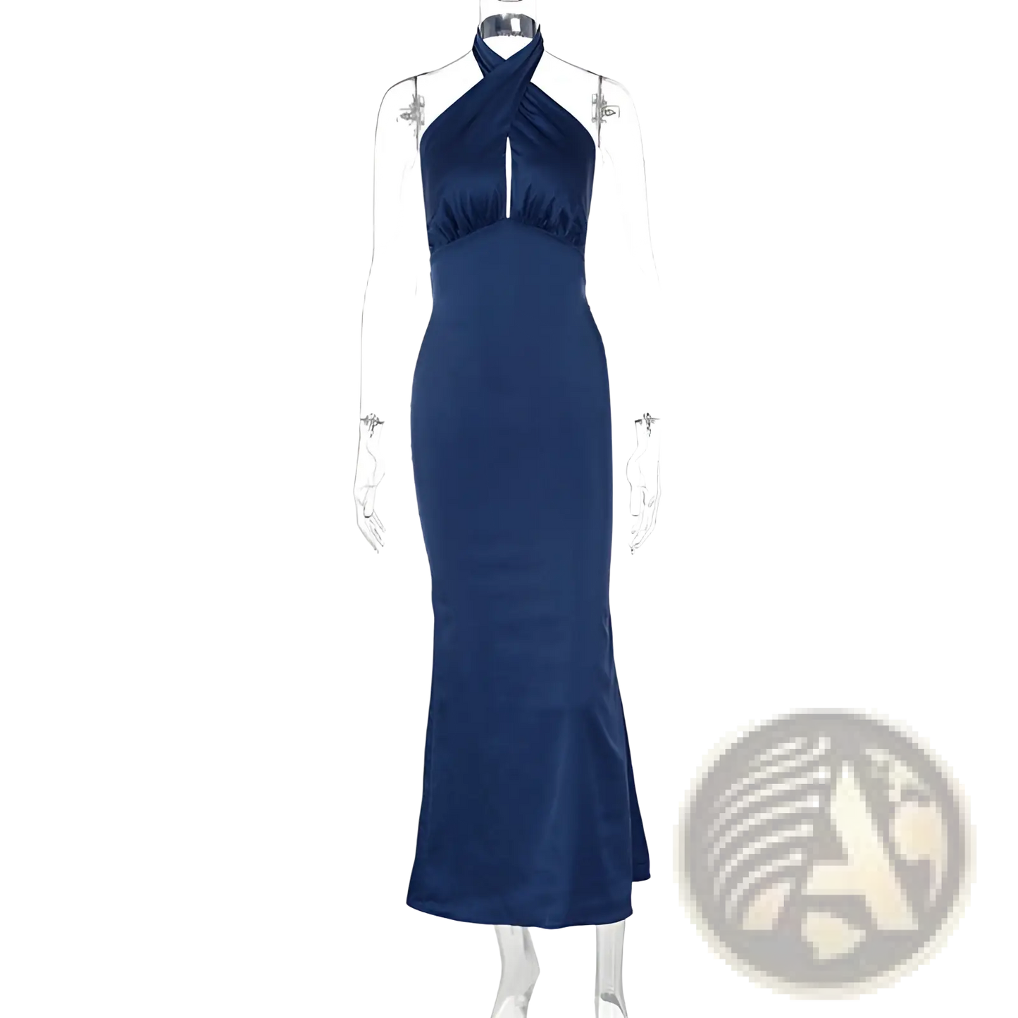Satin Halter Neck Backless Maxi Dress